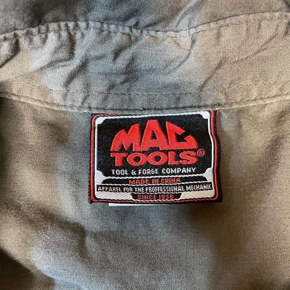 Mac Tools Shirt Mens Size Large Button Front Wrenchers Graphic Print Olive Green - Picture 5 of 9